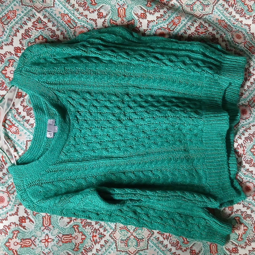 JCPenney's Teal Cable Knit Wool Blend Sweater, Size S